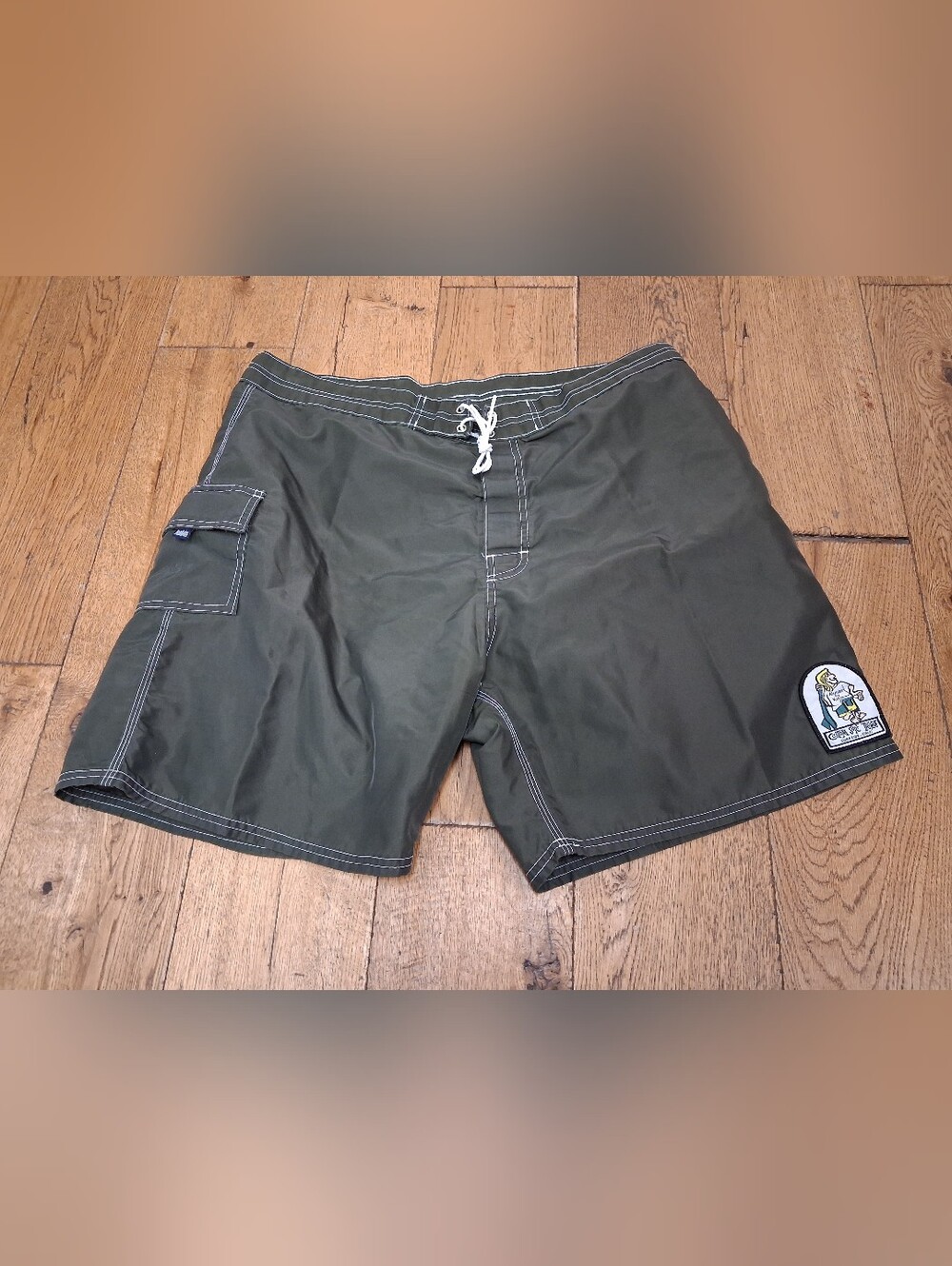 Vintage Kanvas By Katin Board Shorts Mens 40 Green Surf Trunks Swim Made In USA